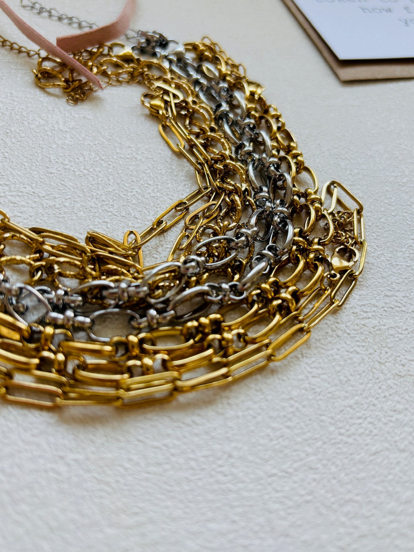 Paperclip Rhinestone Charm Holder Necklace – 18K Gold PVD Stainless Steel Necklace