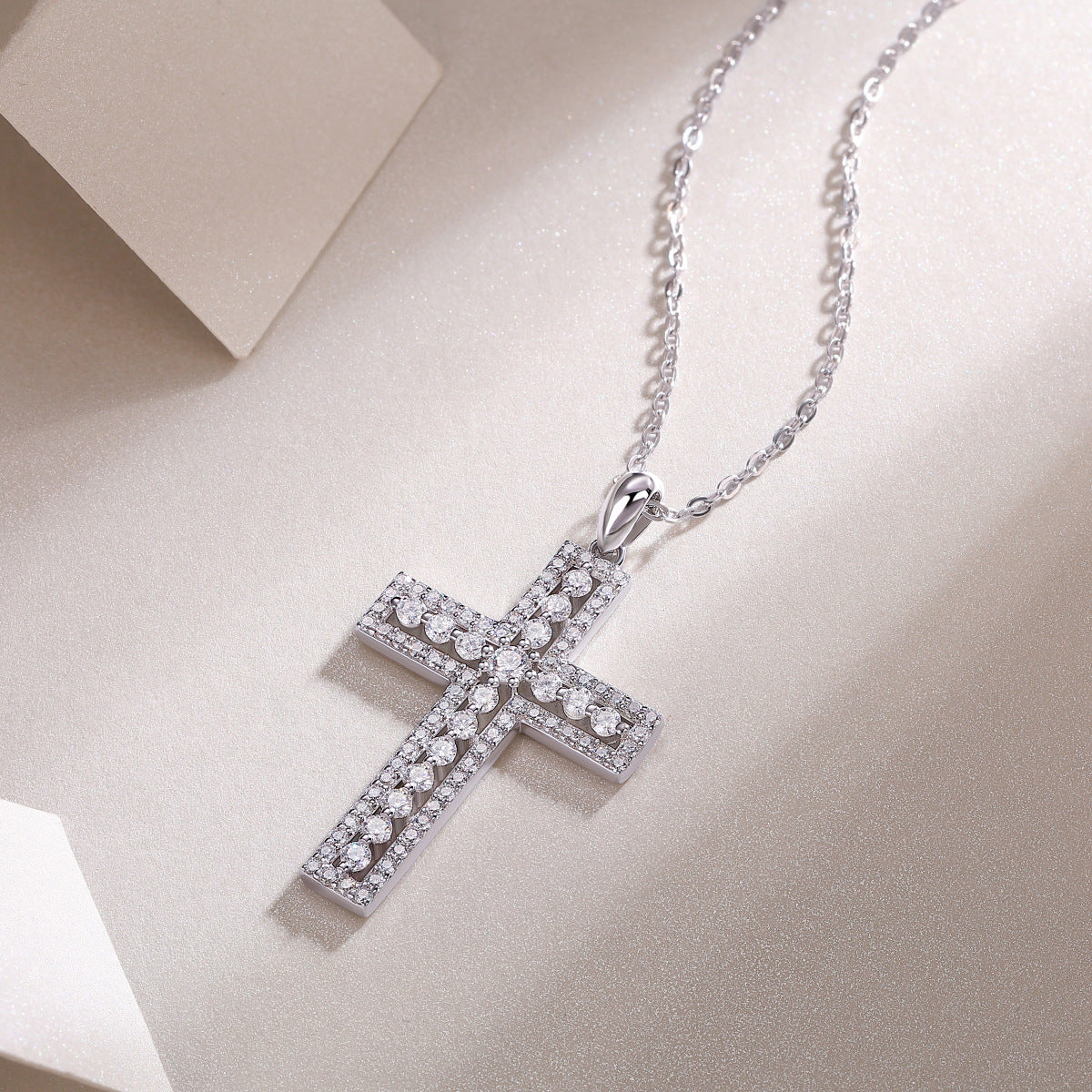 Moissanite Diamond Cross Necklace