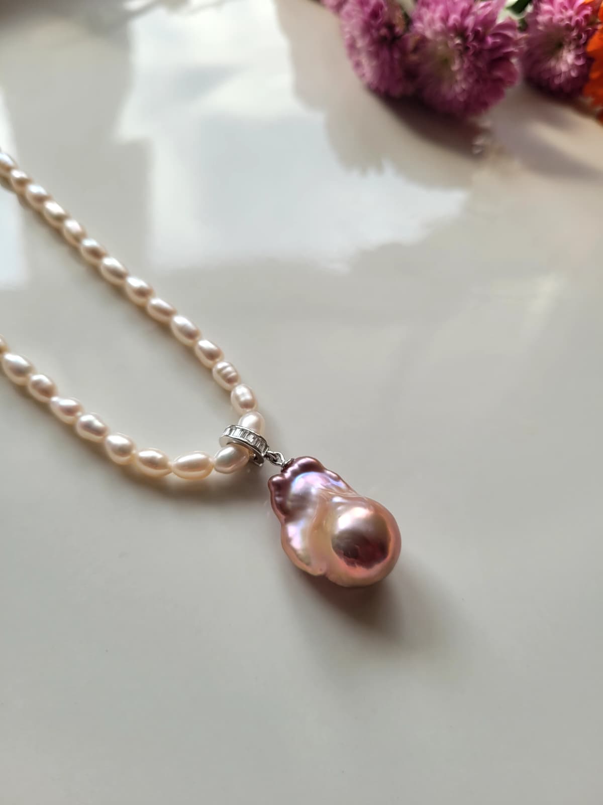 Purple 20mm Baroque Freshwater Pearl Pendant