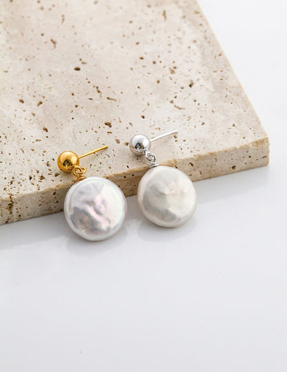 Oval Baroque Pearls Earrings（Gold）