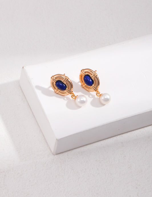 Lapis Lazuli Vintage Earrings