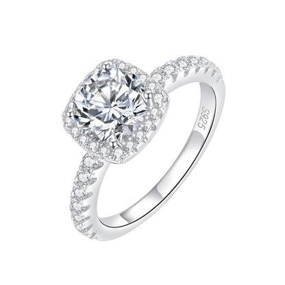 0.5CT Square Halo Moissanite Ring