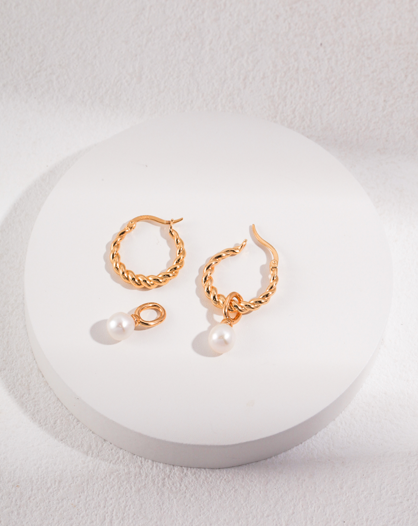 Rope and Pearl Hoop Earrings