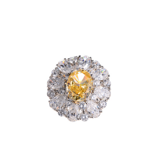 Yellow Zircon Cocktail Ring