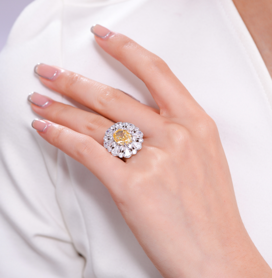 Yellow Zircon Cocktail Ring