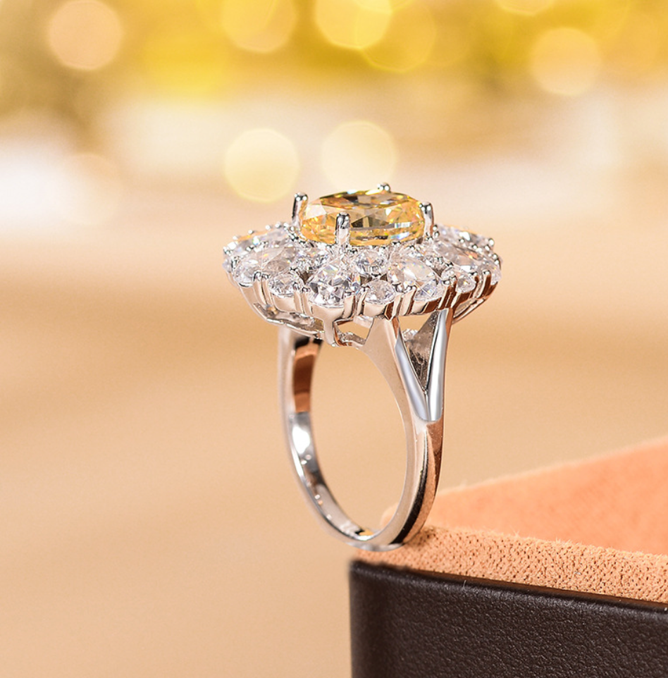 Yellow Zircon Cocktail Ring