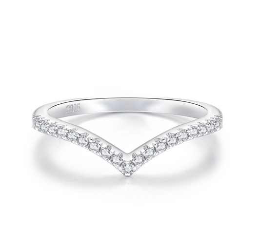 Sparkling Wishbone Moissanite Ring