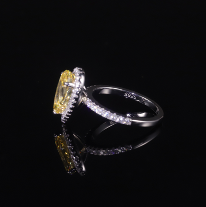 2.8CT Pear Cut Yellow Cubic Zirconia Ring