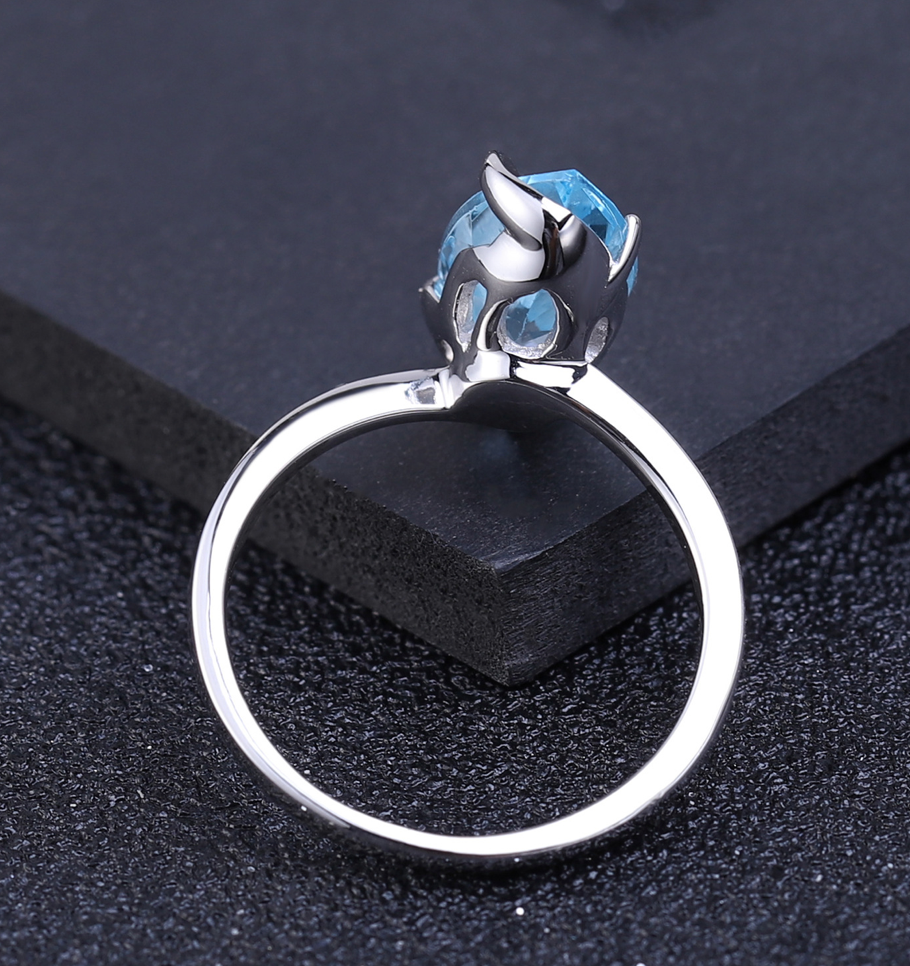 3.34CT Blue Topaz Ring