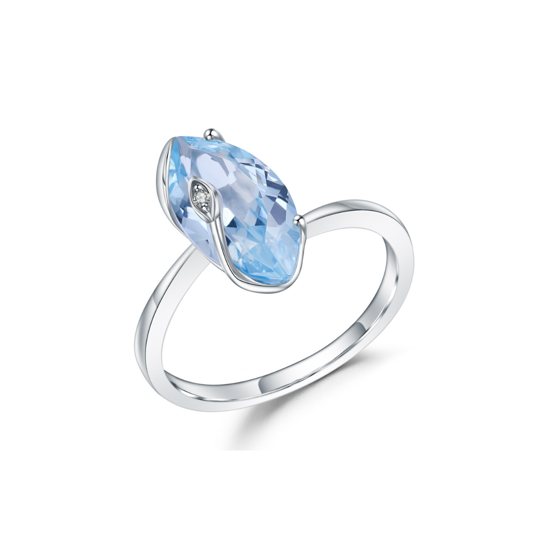 3.34CT Blue Topaz Ring