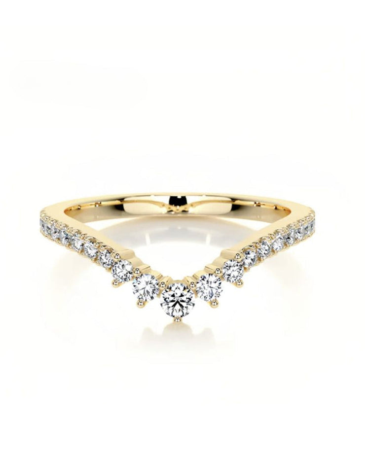 Gold-Tone V-Shaped Moissanite Ring – Stackable & Versatile