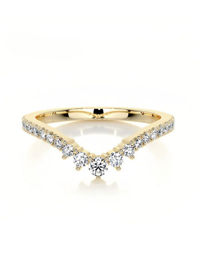Gold-Tone V-Shaped Moissanite Ring – Stackable & Versatile