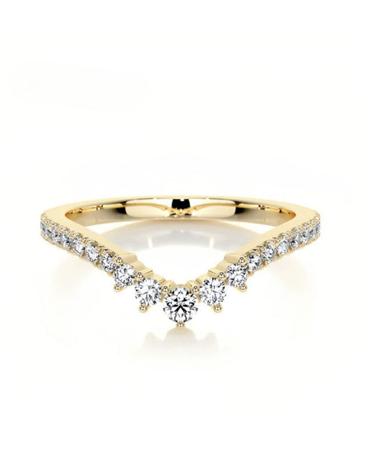 Gold-Tone V-Shaped Moissanite Ring – Stackable & Versatile