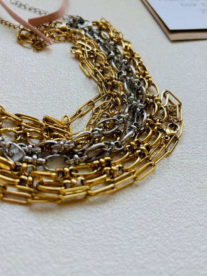Paperclip Rhinestone Charm Holder Necklace – 18K Gold PVD Stainless Steel Necklace