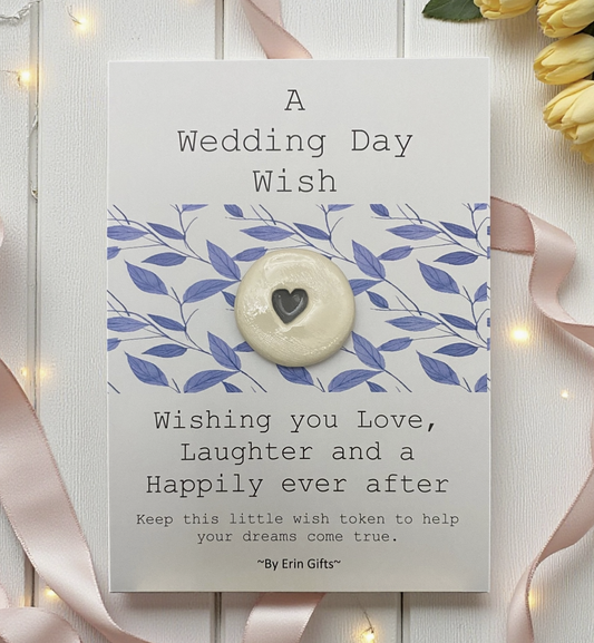 A Wedding Wish Ceramic Pocket Token Pocket Hug and Card