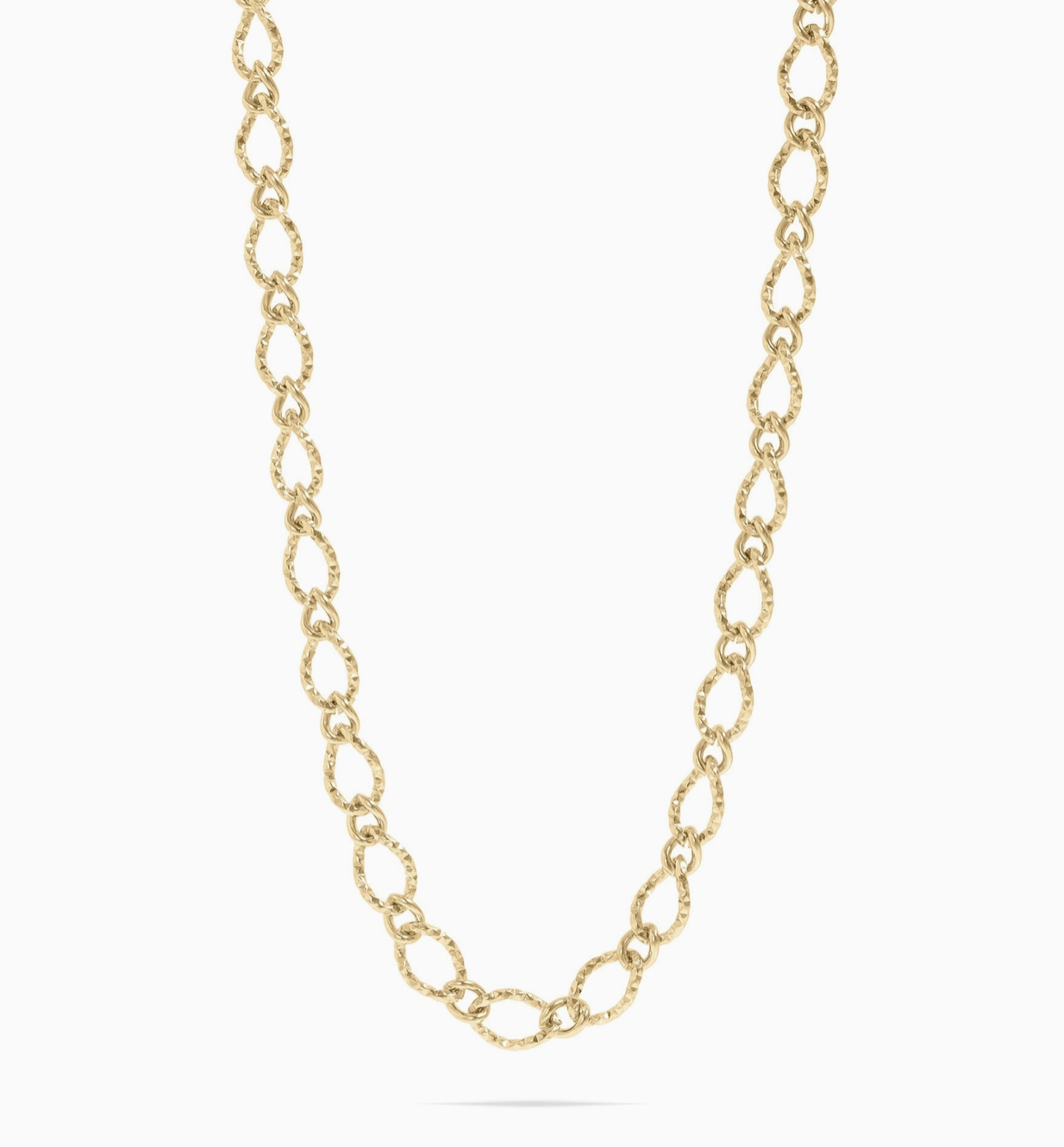 Hammered Oval Chain Necklace – 18K Gold PVD Waterproof Stainless Steel Necklace