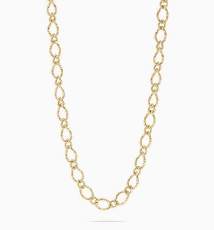 Hammered Oval Chain Necklace – 18K Gold PVD Waterproof Stainless Steel Necklace