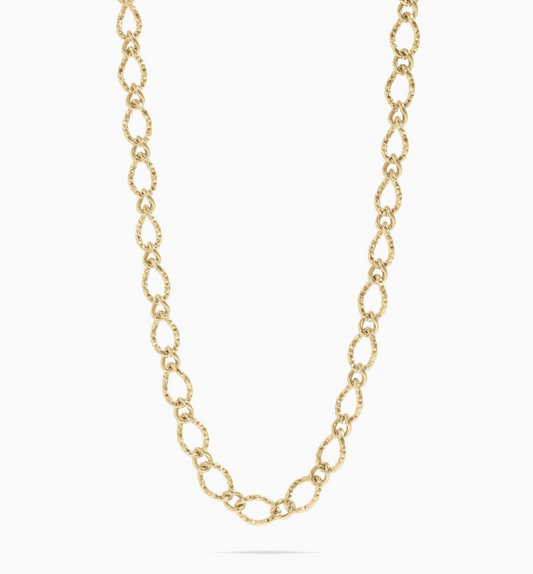 Hammered Oval Chain Necklace – 18K Gold PVD Waterproof Stainless Steel Necklace
