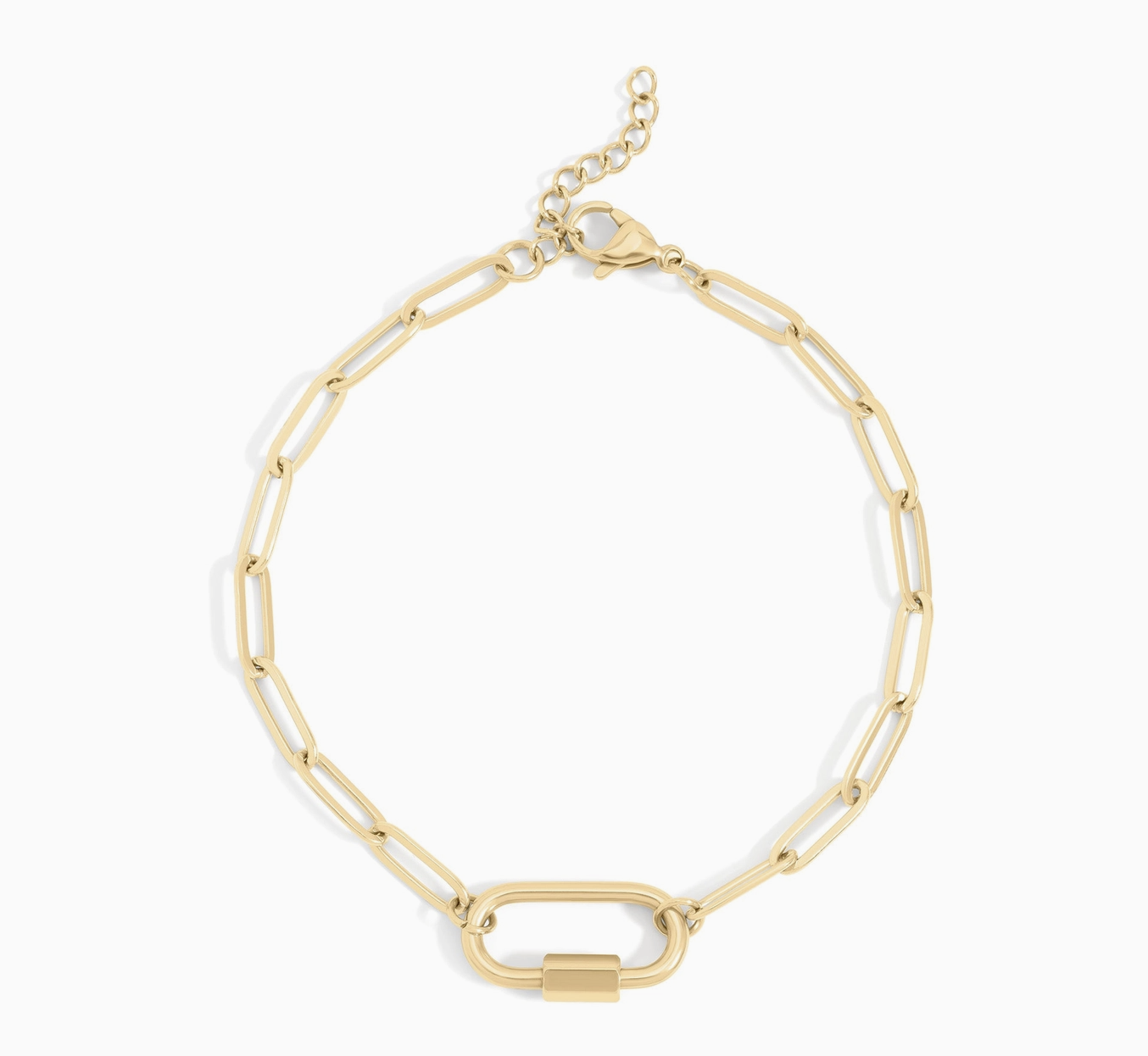 Paperclip Carabiner Bracelet – 18K Gold PVD Waterproof 316L Stainless Steel Charm Bracelet