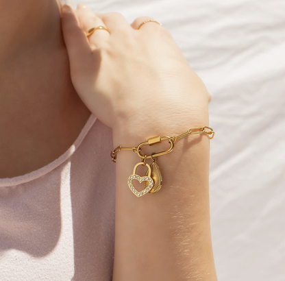 Paperclip Carabiner Bracelet – 18K Gold PVD Waterproof 316L Stainless Steel Charm Bracelet