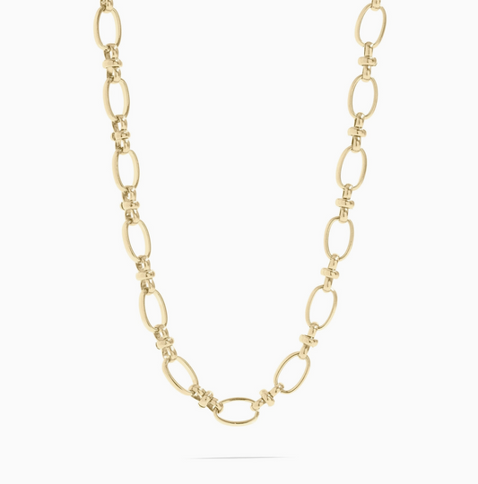 Statement Chain Necklace – 18K Gold PVD Stainless Steel Open Circle Link Necklac