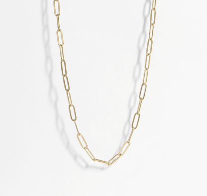 Paperclip Chain Necklace – 18K Gold PVD Stainless Steel Minimal Layering Necklace