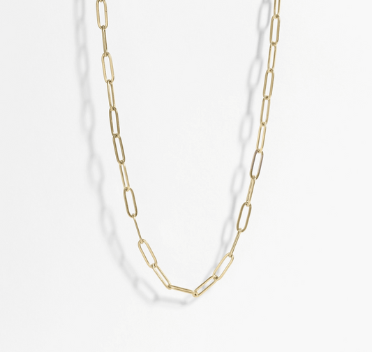 Paperclip Chain Necklace – 18K Gold PVD Stainless Steel Minimal Layering Necklace