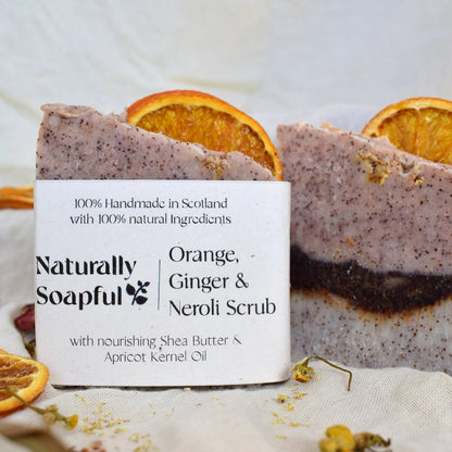 Orange, Ginger & Neroli Scrub Solid Soap Bar, Handmade Soap