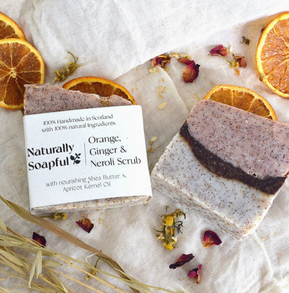 Orange, Ginger & Neroli Scrub Solid Soap Bar, Handmade Soap