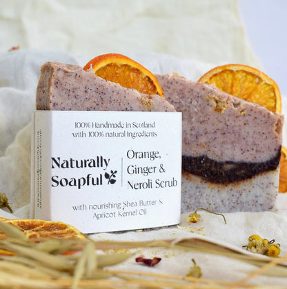 Orange, Ginger & Neroli Scrub Solid Soap Bar, Handmade Soap