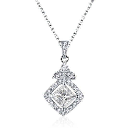 1.20CT Princess Cut Moissanite Necklace