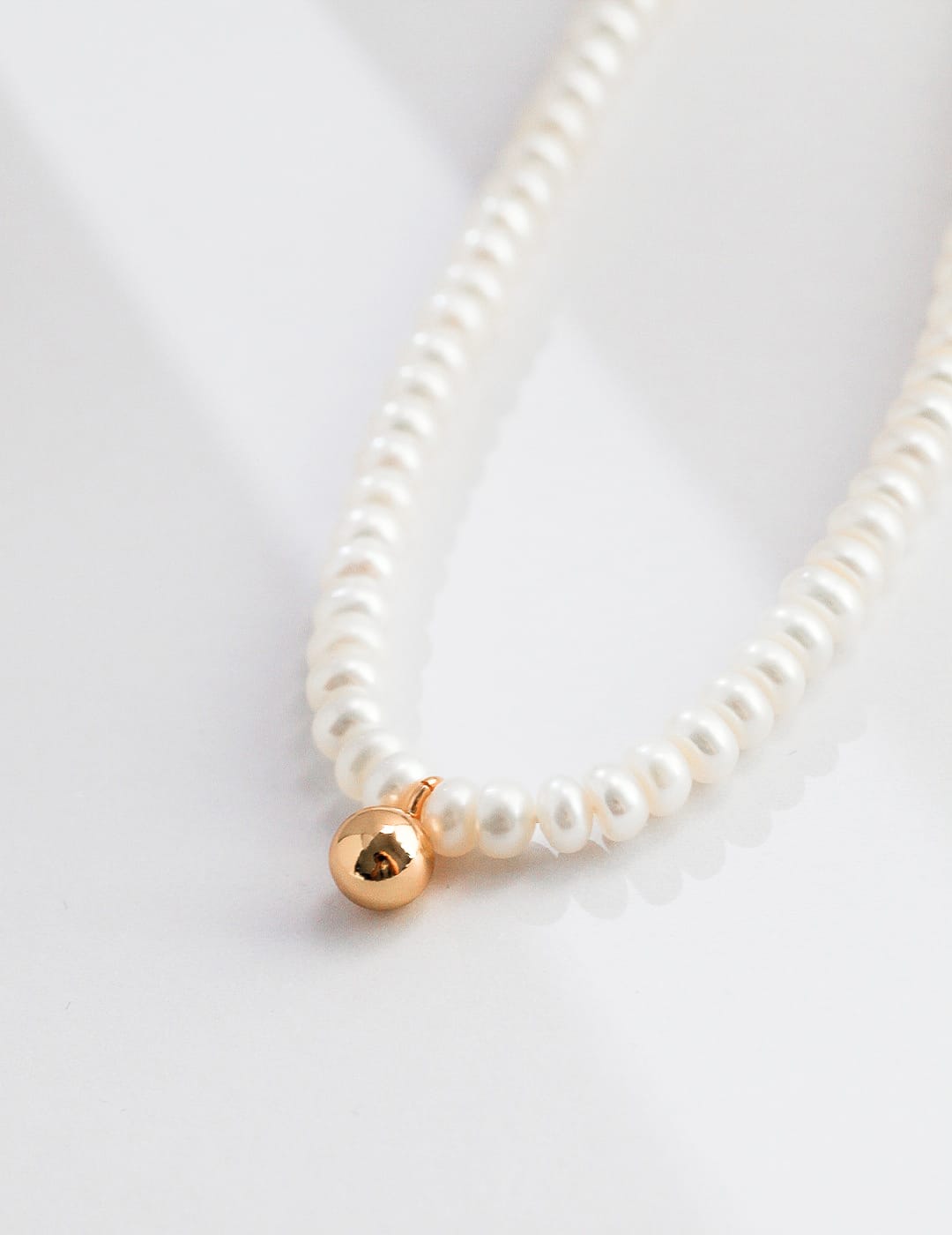 Freshwater Cultured Pearl Golden Ball Necklace