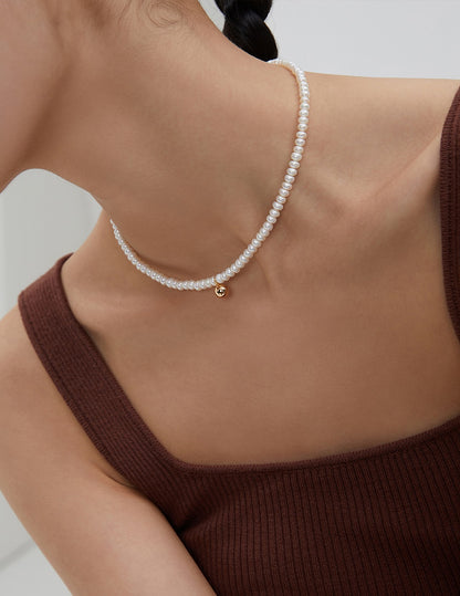 Freshwater Cultured Pearl Golden Ball Necklace