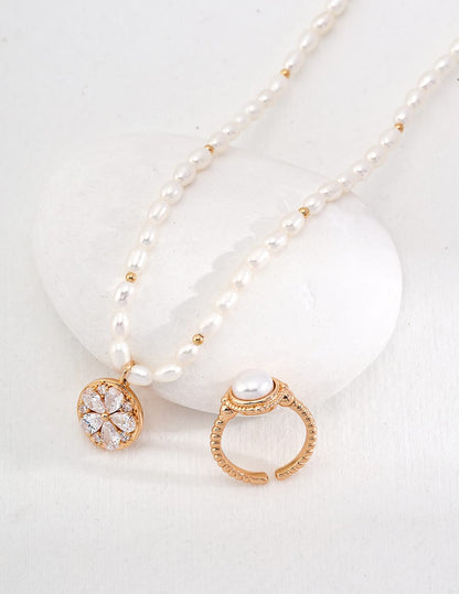 Sparkling Blossom Pearl Necklace