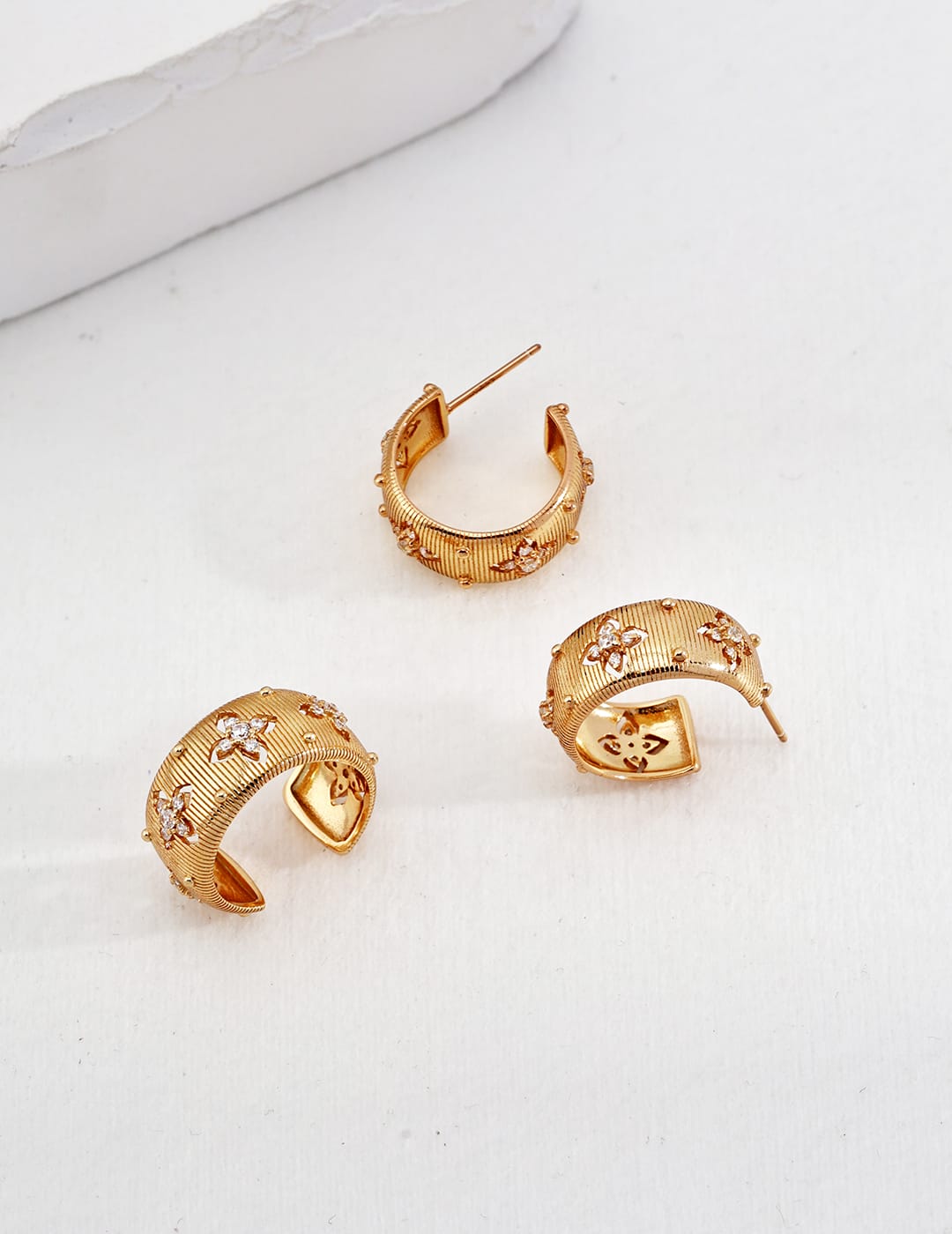 Golden Clover Hoop Earrings