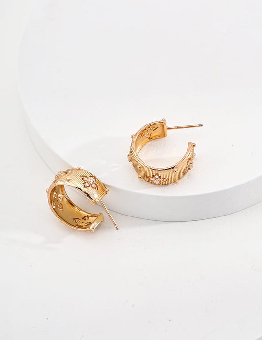 Golden Clover Hoop Earrings