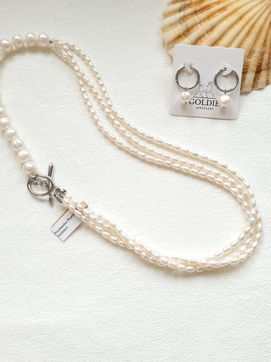 Layered Freshwater Pearl Necklace – Elegant & Handcrafted