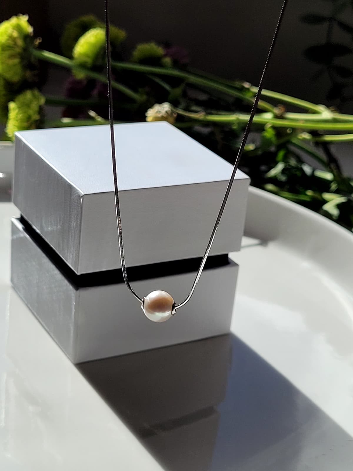 Cultured Freshwater Pearl Slider Necklace – Timeless Elegance
