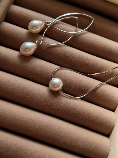 Minimalist Freshwater Pearl Drop Earrings