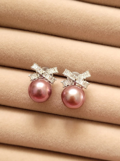 Purple Freshwater Pearl Earrings
