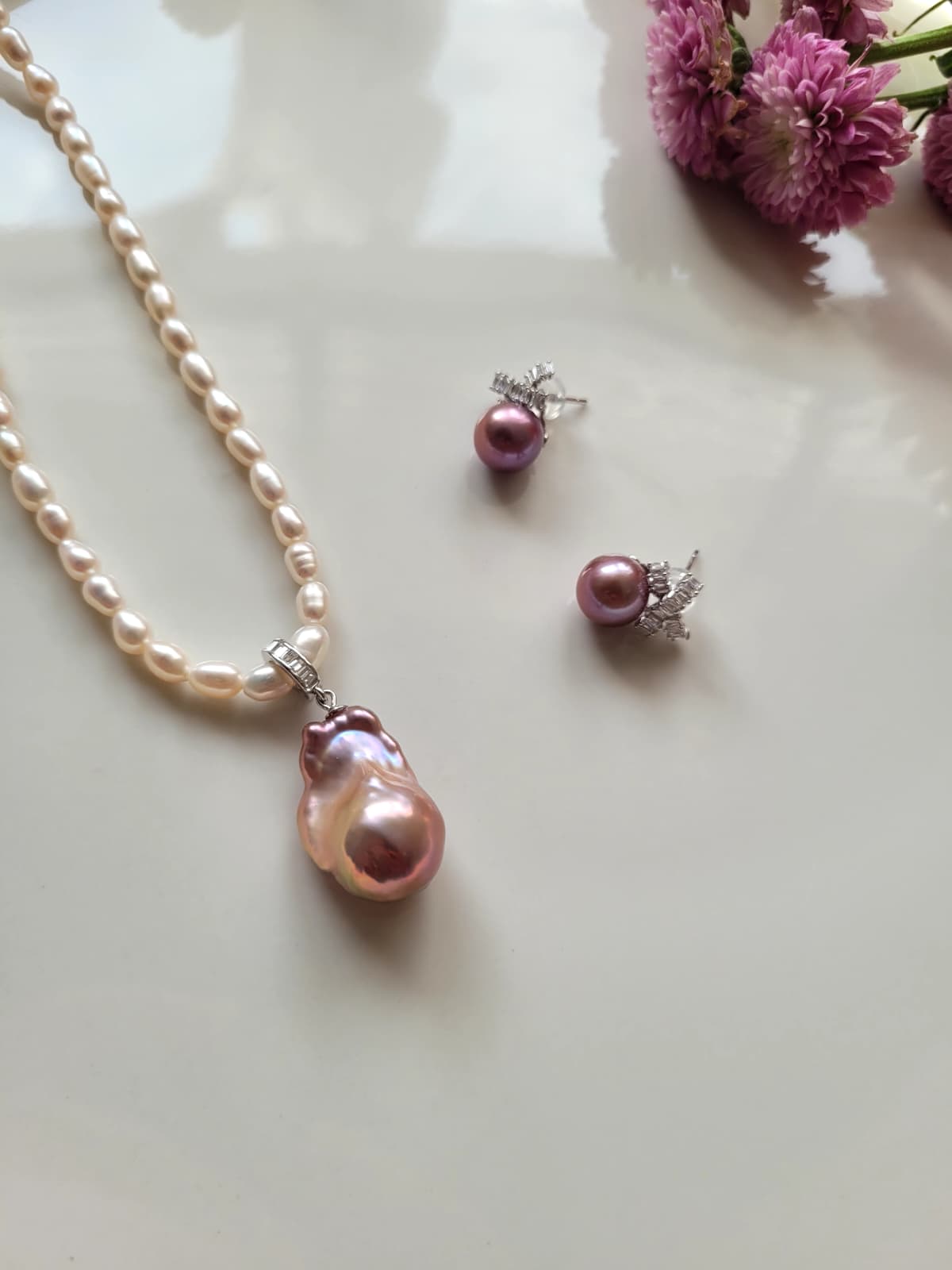 Purple 20mm Baroque Freshwater Pearl Pendant