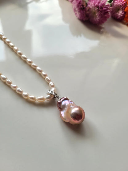 Purple 20mm Baroque Freshwater Pearl Pendant