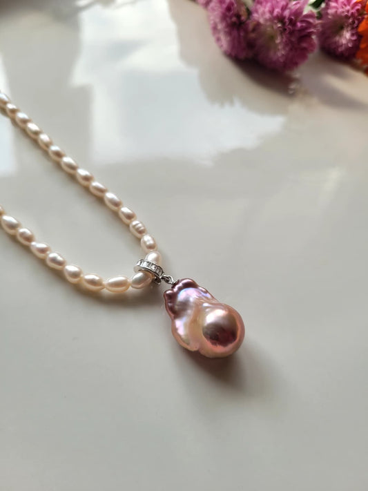 Purple 20mm Baroque Freshwater Pearl Pendant