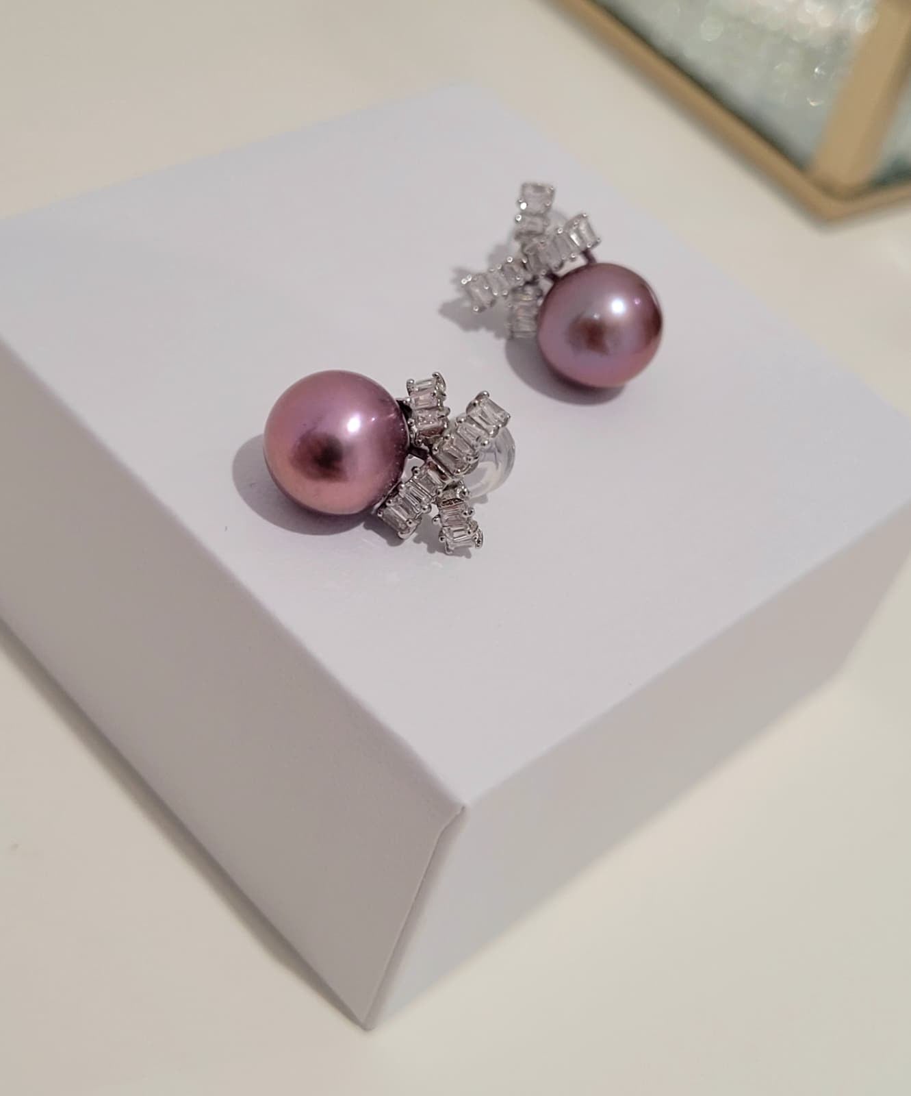 Purple Freshwater Pearl Earrings