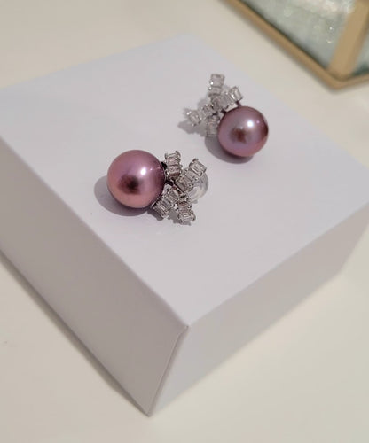 Purple Freshwater Pearl Earrings