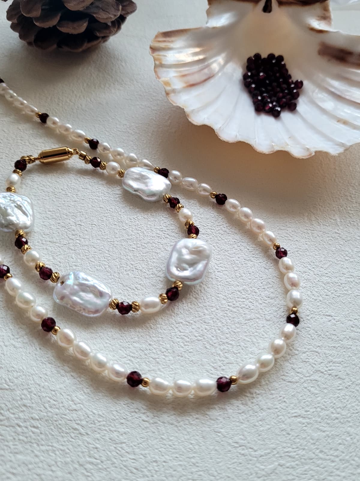 Christmas DIY Jewellery Kit (Real Freshwater Pearl & Garnet )