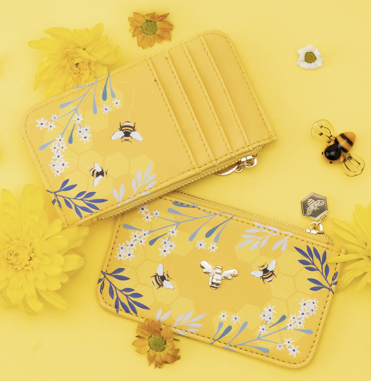 The Beekeeper Yellow Bee Design Card Holder Purse