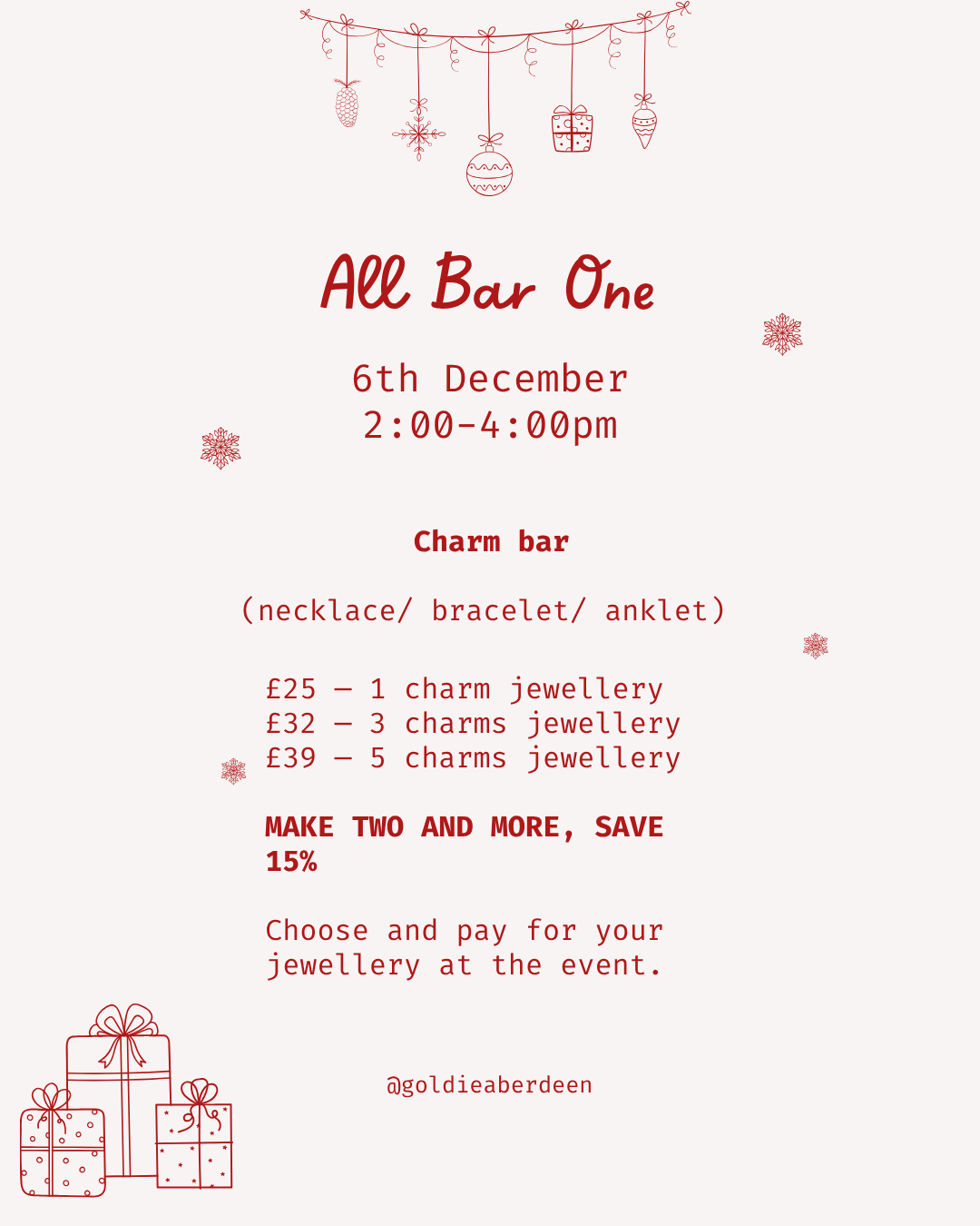 christmas charm jewellery making at all bar one aberdeen