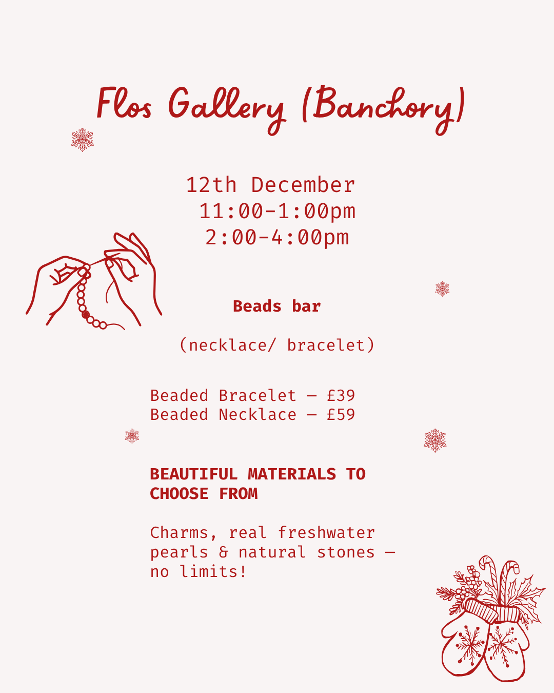 christmas jewellery making workshop at banchory aberdeenshire goldie 